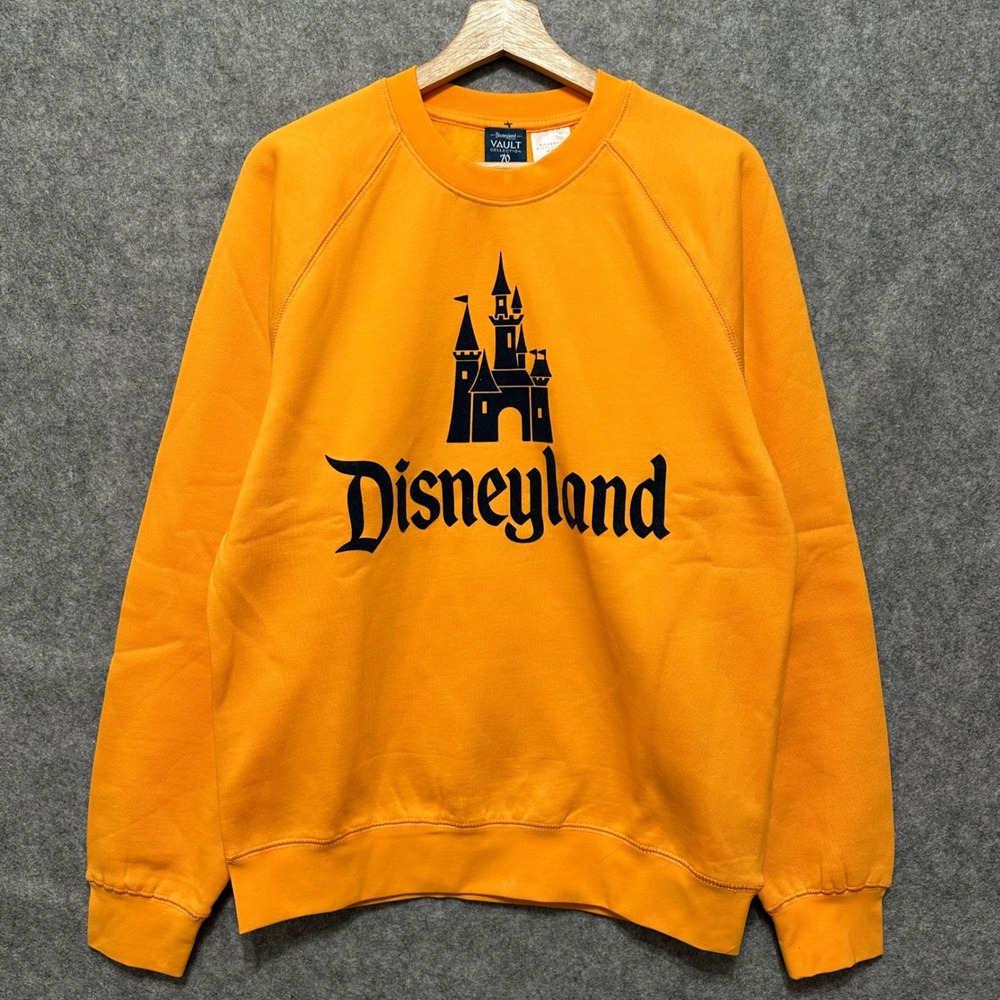 NEW Disney Disneyland Pullover Unisex Sz M Orange 70th Anniversary Raglan Vault